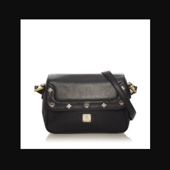 Authentic MCM Vintage Pebbled Studded Logo Motifs Flap Crossbody/ Should… - Picture 3 of 12